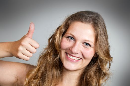 portrait of attractive caucasian smiling woman isolated on white studio 