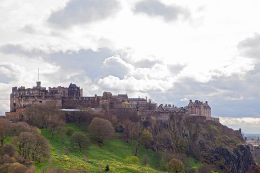 Landscape of Edinburgh Castle with cloudscape