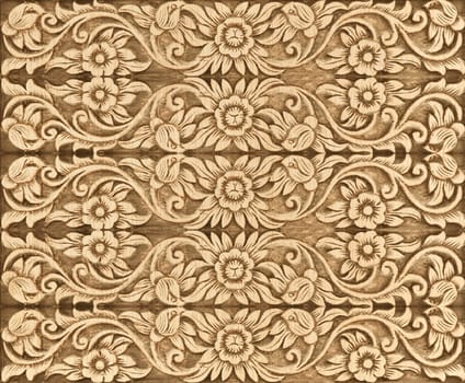 Pattern of wood flower carve as background