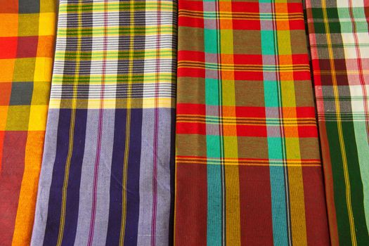 colorful plaid fabric collection pattern as background