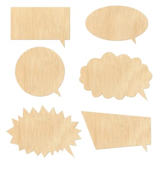 Retro speech bubbles from wood on white background