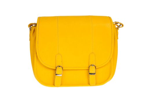 Yellow women bag isolated on white background