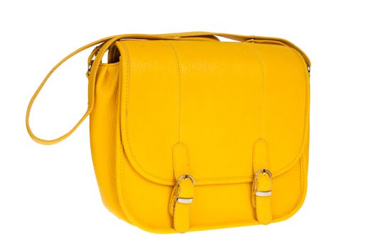 Yellow women bag isolated on white background