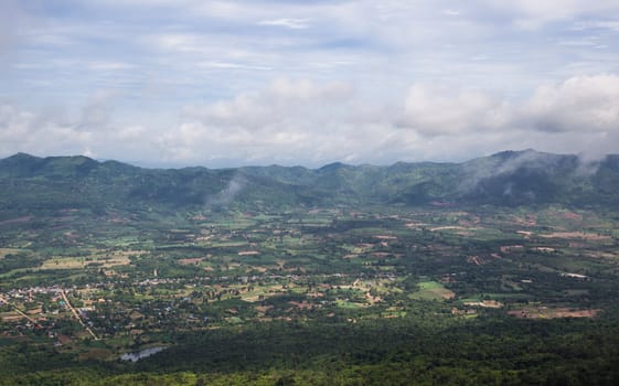 aerial view of village landscape