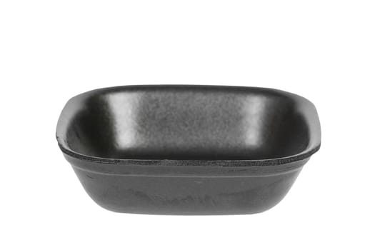 Black Styrofoam Food Tray on White Background