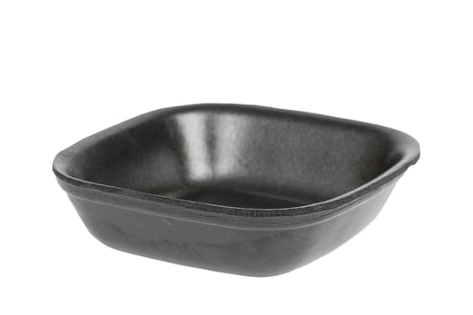 Black Styrofoam Food Tray on White Background