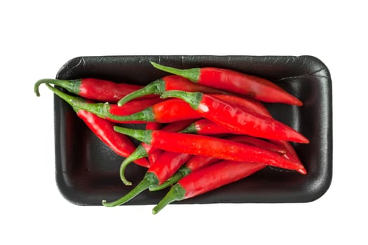 Red chili peppers  in Styrofoam Food Tray