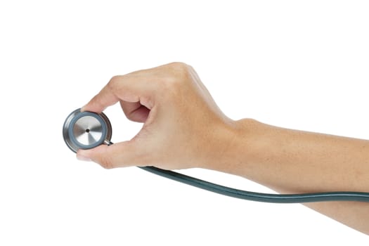 stethoscope and hand
