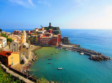 Village on Italian coast in Liguria