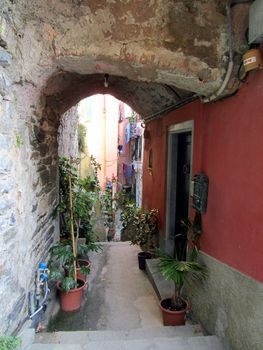  Street in a Medieval Village on Italian coast                              