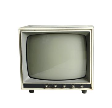 grunge old monitor isolated on white background