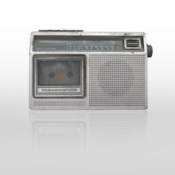 old radio cassette recorder isolated 