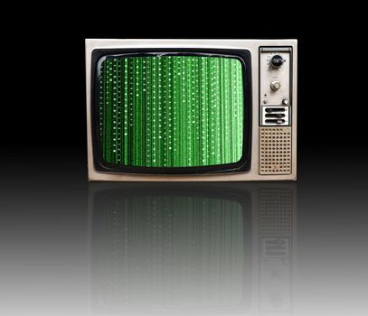 Old retro TV isolated  with reflection