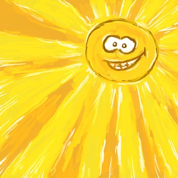 funny painted cartoon sun illustration