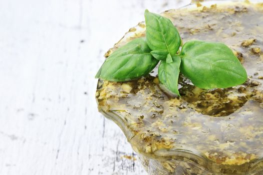 Traditional Pesto Sauce made with basil, olive oil and and Romano cheese.
