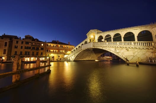 Rialto bridge at night, Venice, Italy