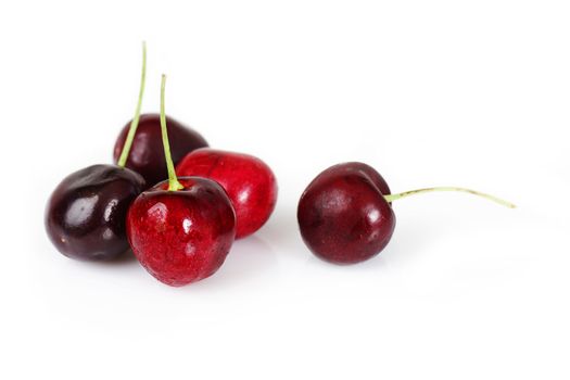 Beautiful ripe red cherries, perfect nutrition or healthy food lifestyle background.