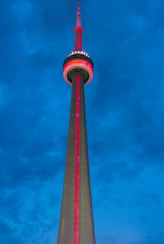 CN Tower at dusk.
