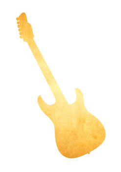 Grunge image of electric guitar from old paper isolated on white