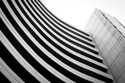 Black and white old building curve shape