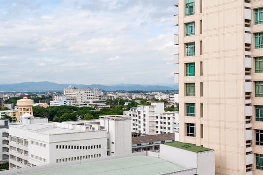 Cityscape of chiangmai in thailand with cloudy in Evening time