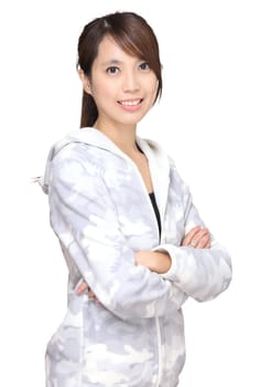 young asian woman over white background