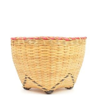 bamboo basket handmade isolated on white background