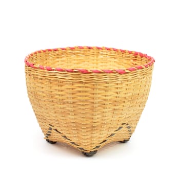 bamboo basket handmade isolated on white background