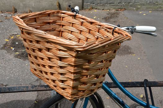 Bicycle with empty wicker panier