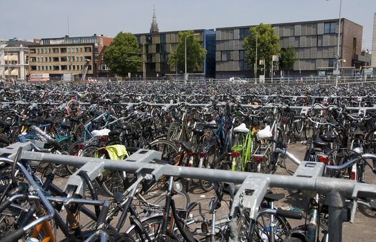 rows with bikes in Holland