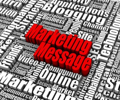 Group of Marketing Message related words. Part of a business concept series.