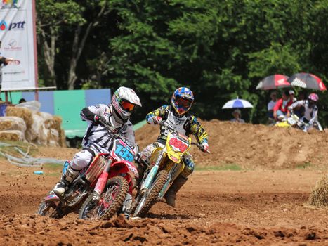 MUAKLEK, THAILAND - AUGUST 05: Unidentified riders participate in  competition Supercross Championship of Thailand, on August 05, 2012 in Muaklek, Saraburi,Thailand