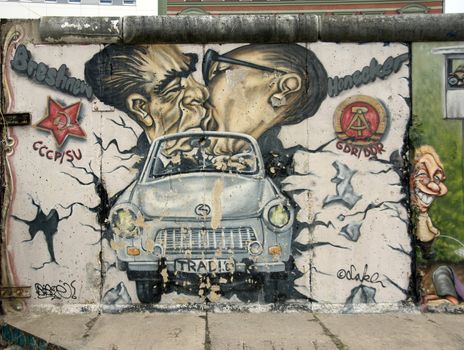 the left pieces of the Berlin wall in Germany the seperation between east and west