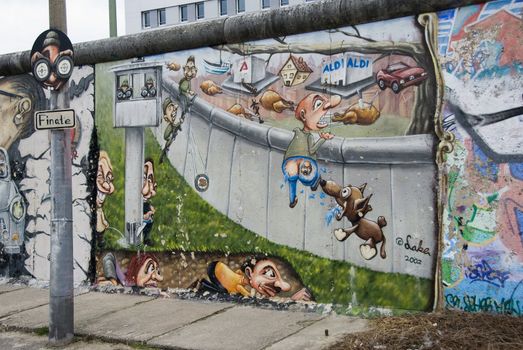 the left pieces of the Berlin wall in Germany the seperation between east and west