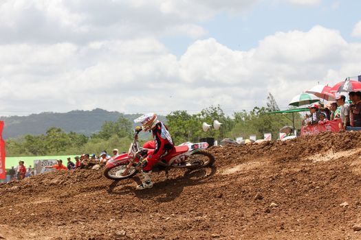 MUAKLEK, THAILAND - AUGUST 05: Unidentified riders participate in  competition Supercross Championship of Thailand, on August 05, 2012 in Muaklek, Saraburi,Thailand
