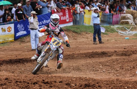 MUAKLEK, THAILAND - AUGUST 05: Unidentified riders participate in  competition Supercross Championship of Thailand, on August 05, 2012 in Muaklek, Saraburi,Thailand