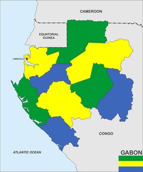 very big size gabon country political map