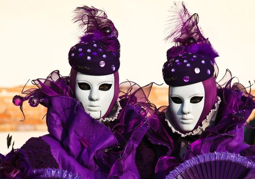 two beautiful masks on venice carnival