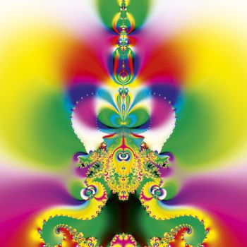 Bright and funky original fractal design, abstract psychedelic art, magic lamp