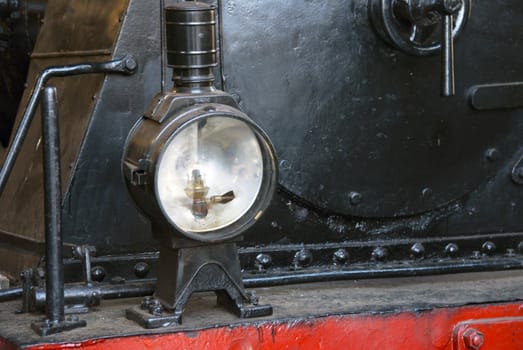 Steam locomotive with old lamp