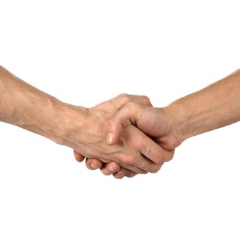 The man greets hand shake success on white