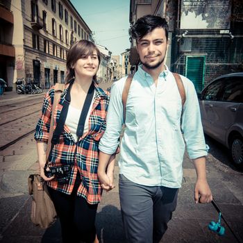 couple walking in the street