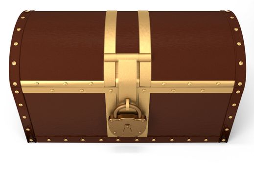 Closed treasure chest over white, 3d illustration
