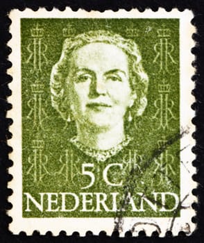 NETHERLANDS - CIRCA 1949: a stamp printed in the Netherlands shows Queen Juliana, circa 1949