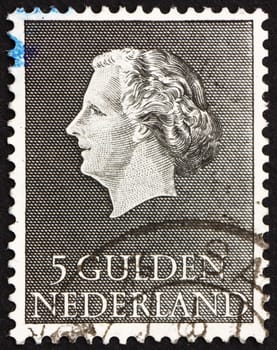 NETHERLANDS - CIRCA 1955: a stamp printed in the Netherlands shows Queen Juliana, circa 1955