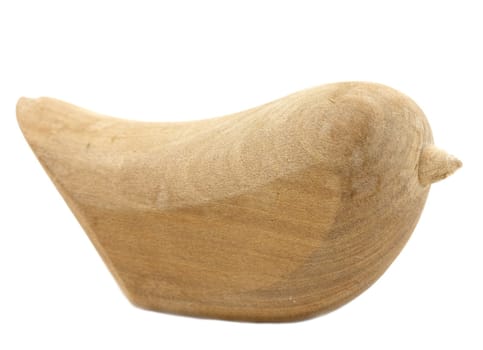 Vintage wooden toy bird isolated on white