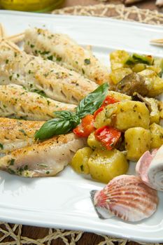 Tasty healthy fish fillet with vegetables