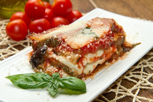 parmigiana eggplant with fresh ingredient 