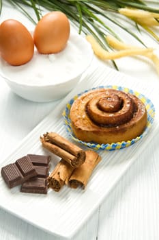 delicious  pastries with chocolate and cinnamon