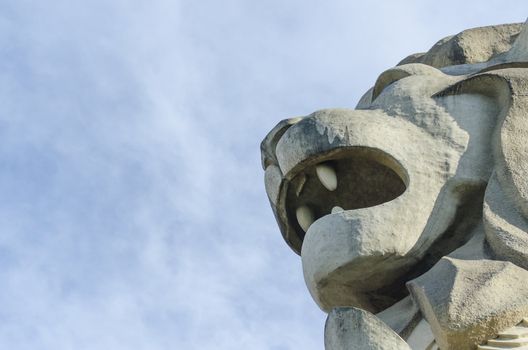 closeup view of singapore famous merlion